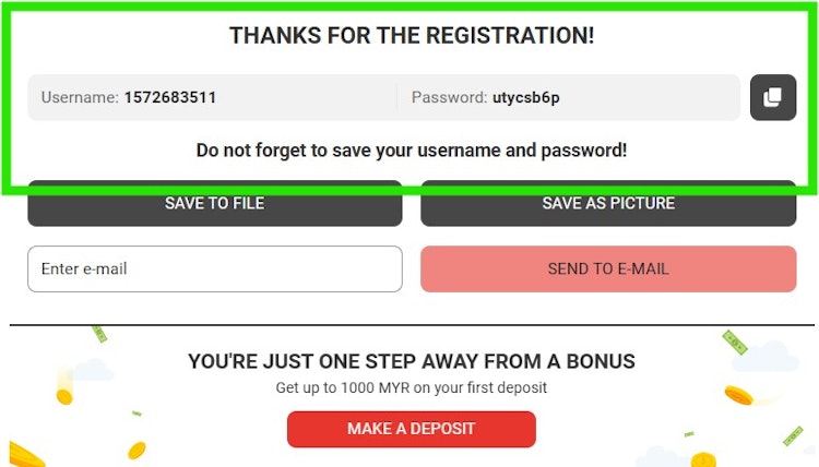 Save your personal one-click information on Megapari Malaysia