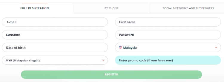 22Bet Malaysia Registration Form for New Customers