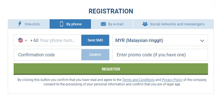 registration on 1xbet from malaysia