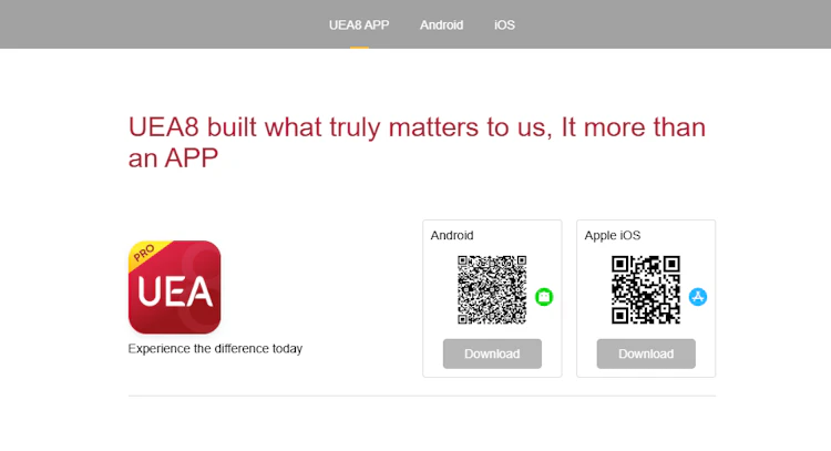 App download page for Android and iOS