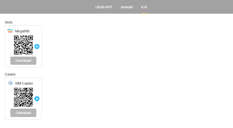 iOS apps for Mega888 and WM Casino
