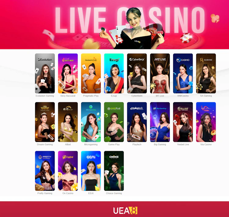Live casino providers lobby on UEA8 with 20 studios
