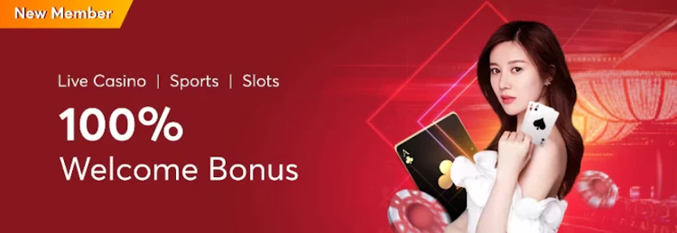 New member 100% welcome bonus for live casino, sports betting and slots