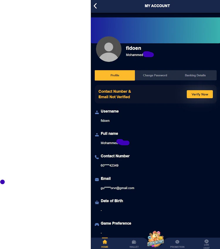 Uwin33 My Account Page