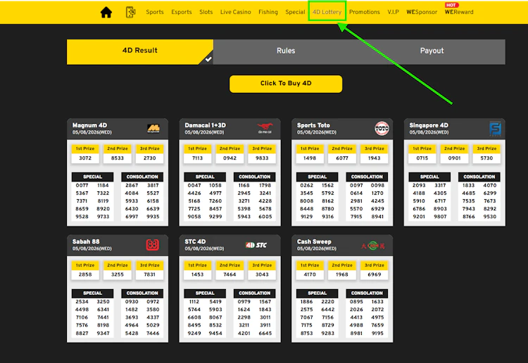 WE88 4D lottery games