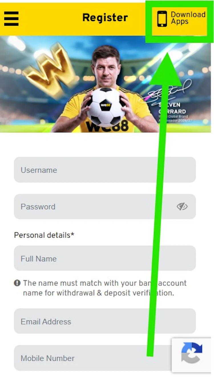 WE88 App Download Button