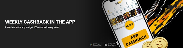 MelBet offers a weekly cashback in the mobile app