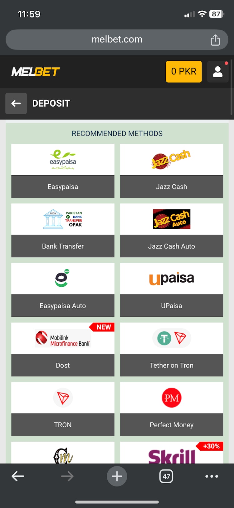 Melbet pakistan how to deposit