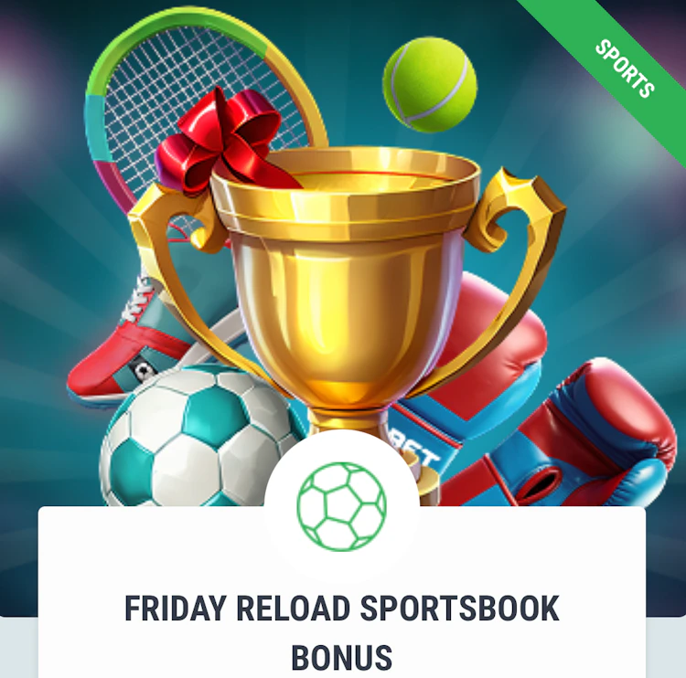  A trophy and sports equipment and text about the Friday Reload bonus