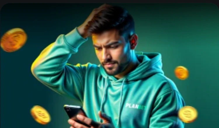  A man scratching his head, he needs the Planbet bonus for a series of losing bets