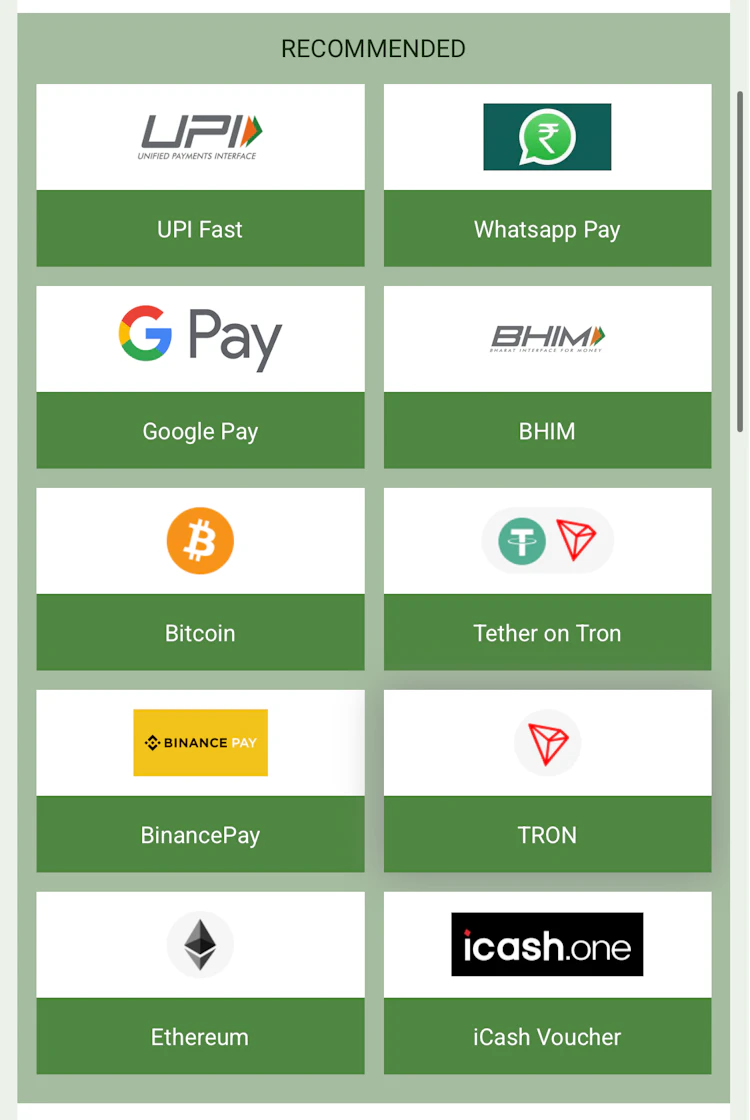  Linebet deposit page. Payment methods with icons