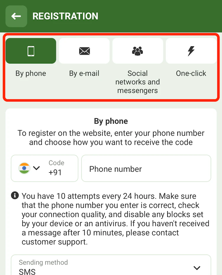  The four different registration methods highlighted