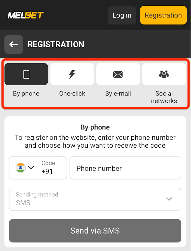  The four Melbet registration methods highlighted