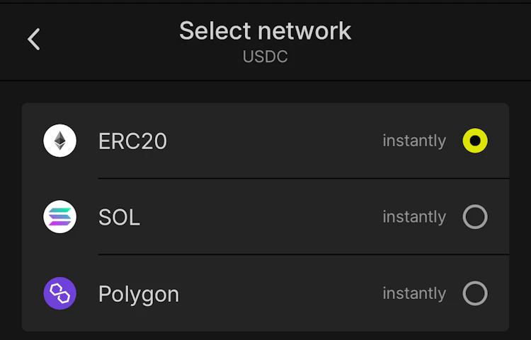 Crypto networks for USDC