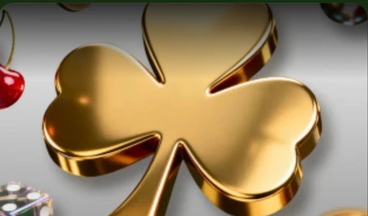 Screenshot of Linebets logo for Lucky Monday Promo, a 3D clover in gold