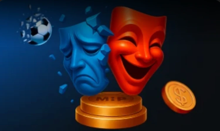  A sad face with a football, and a happy face with money. Because you get money for losing