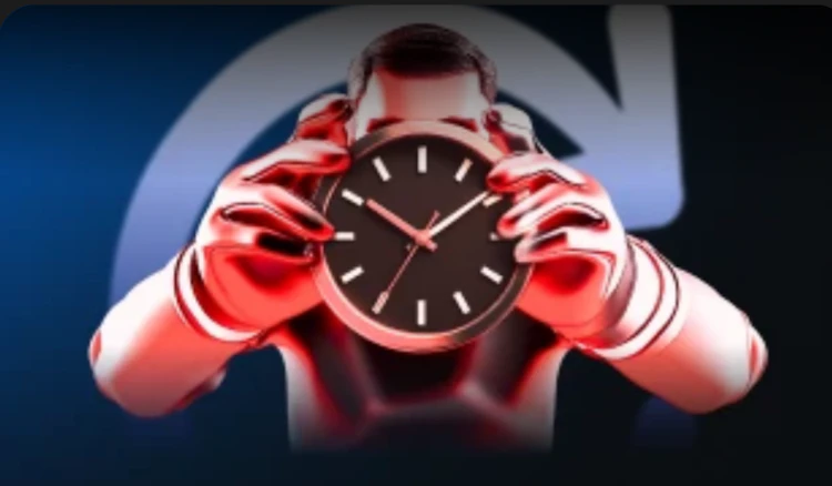 A man holding a clock to indicate free bet hour