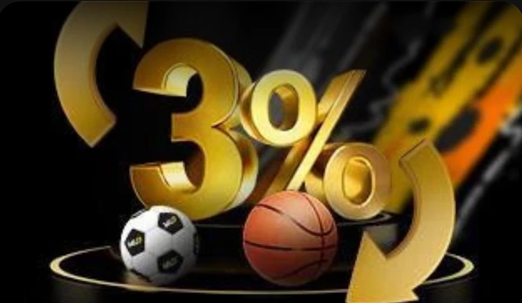  A big 3% in 3D with a basketball and football, indicating you get cashback for your sportsbet
