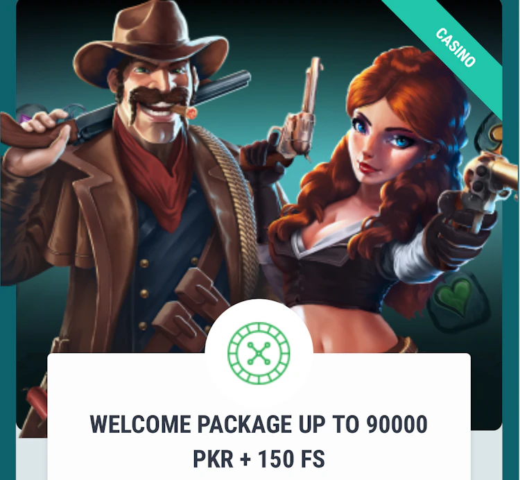  A cowboy man and woman showcasing the 22Bet casino welcome bonus