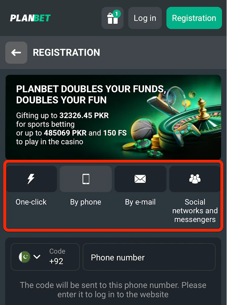  Screenshot of the Planbet registration form