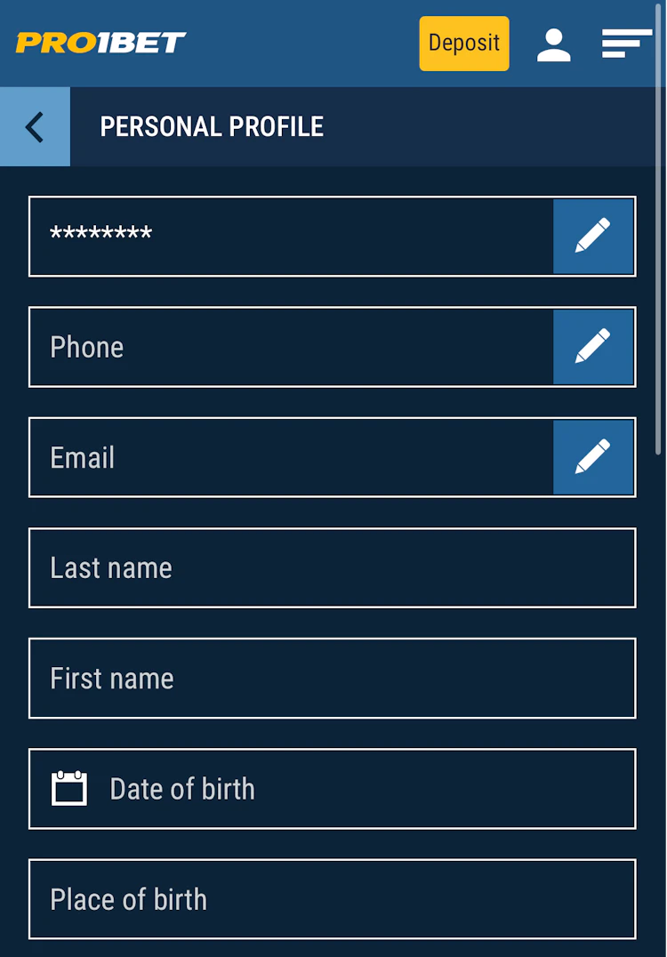 Completing your Pro1Bet account profile in India