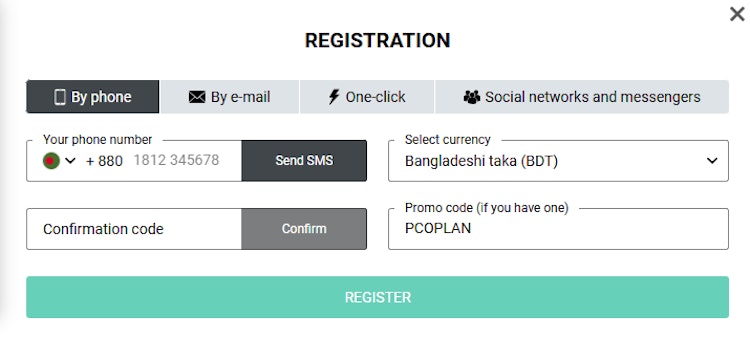 Where to input Planbet promo code when registering a new account