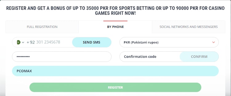 22Bet Registration form