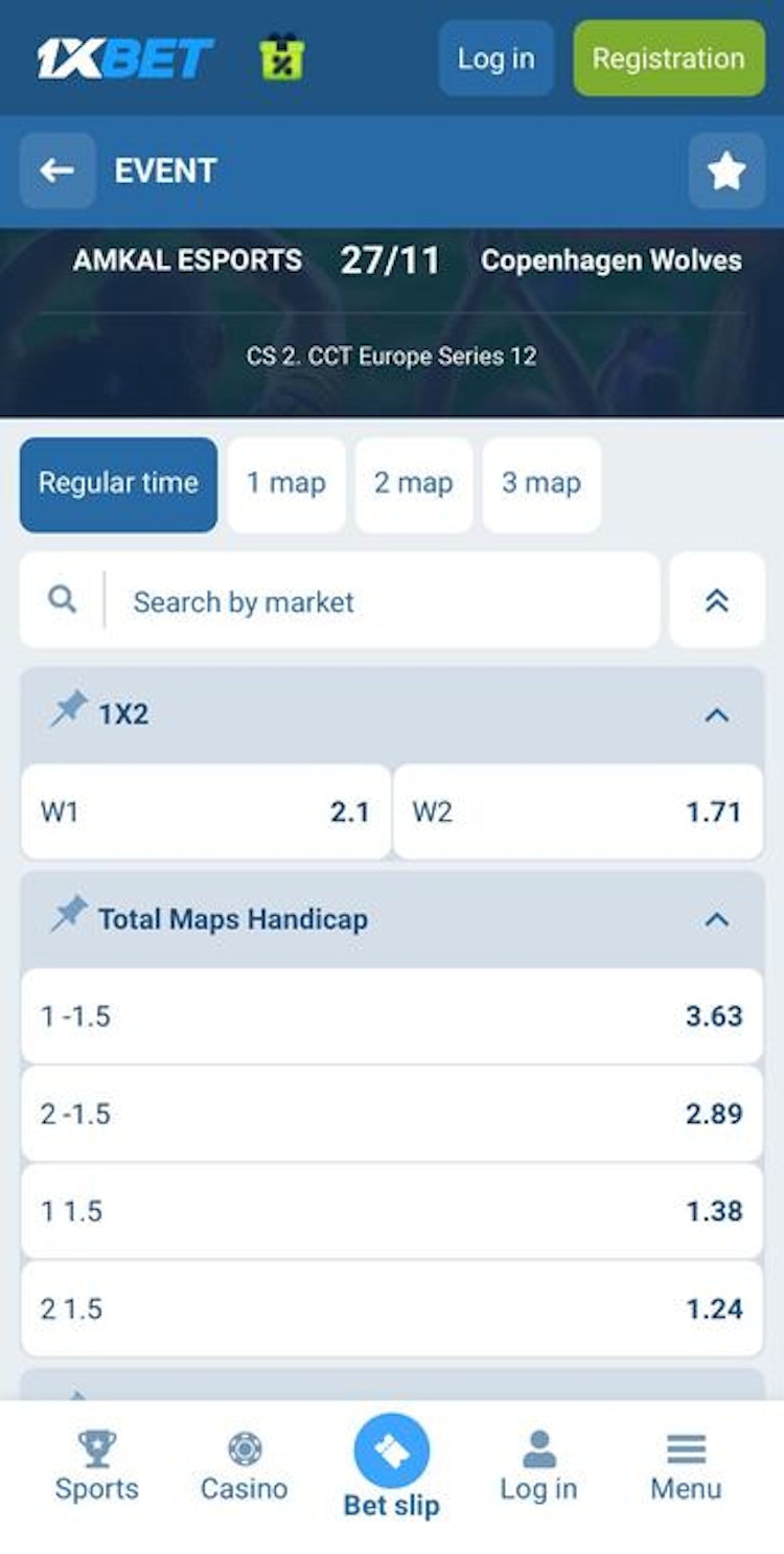 1xbet esports odds