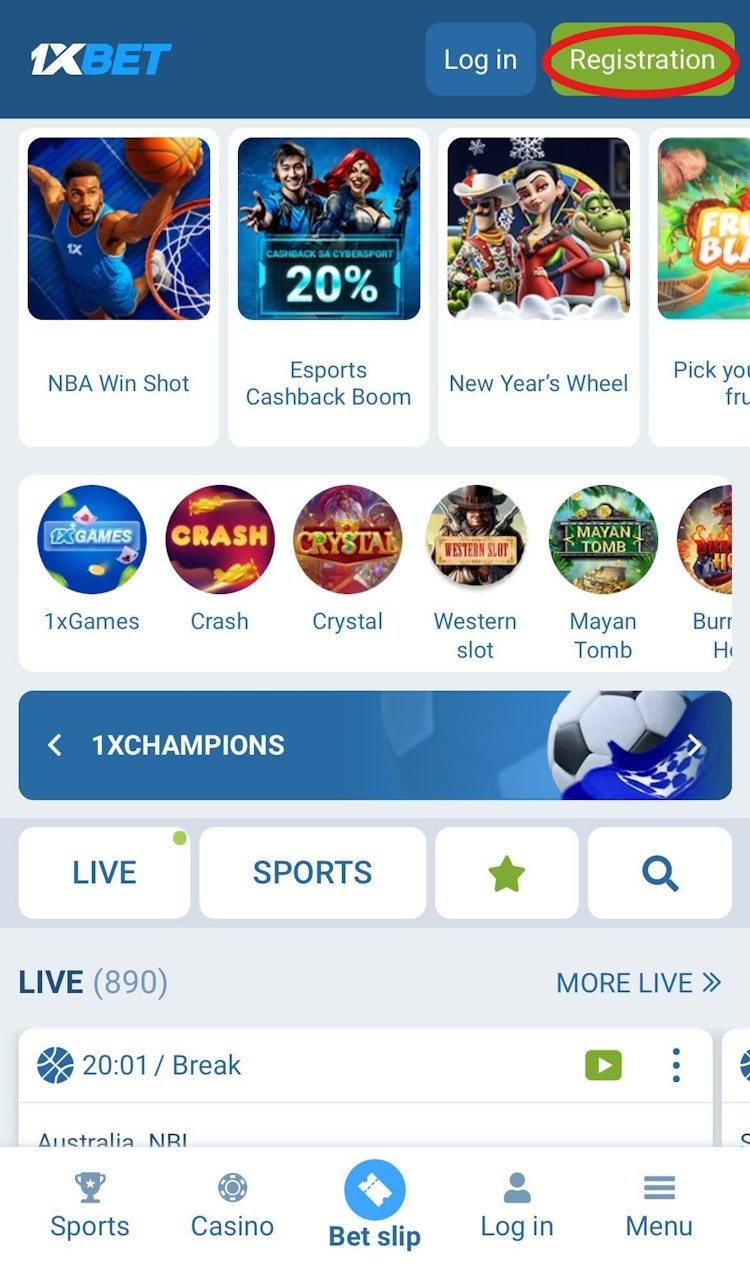 1xbet registration