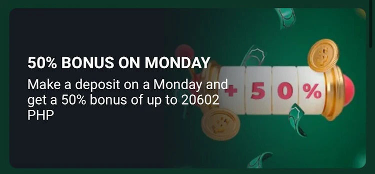 50% Bonus on Monday