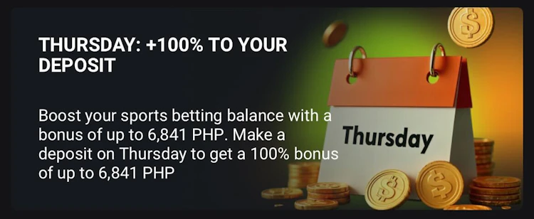 Thursday: +100% to Your Deposit (Sports)