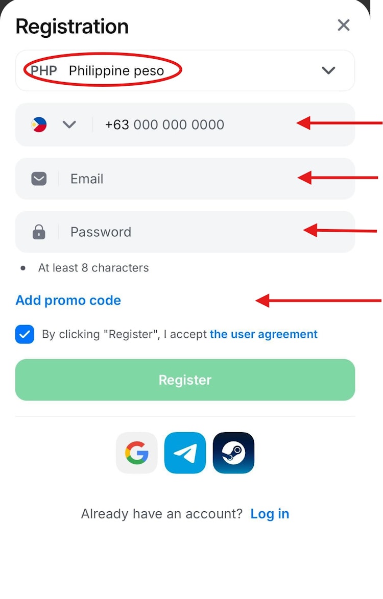 1win Registration Form