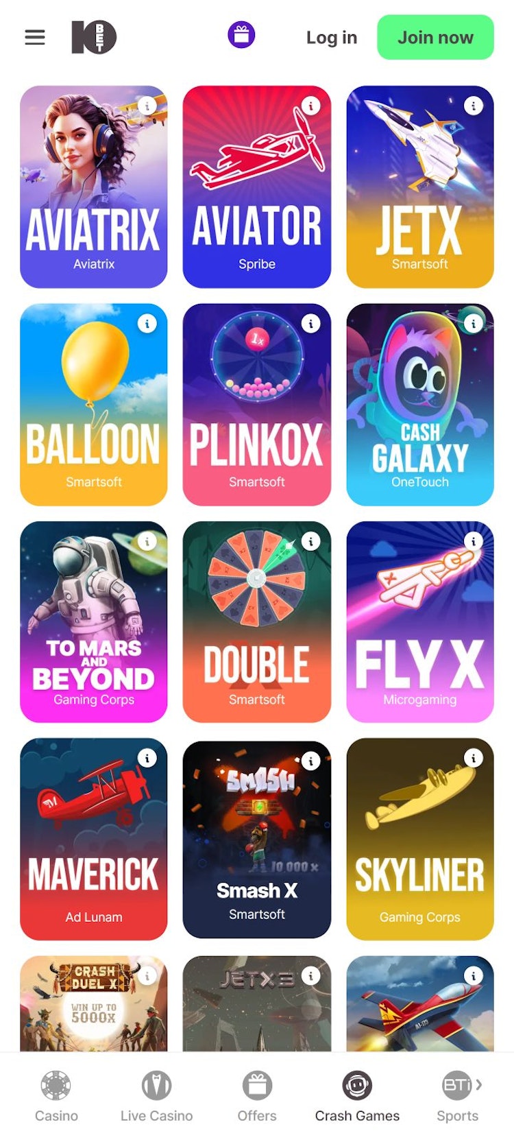 10bet casino crash games
