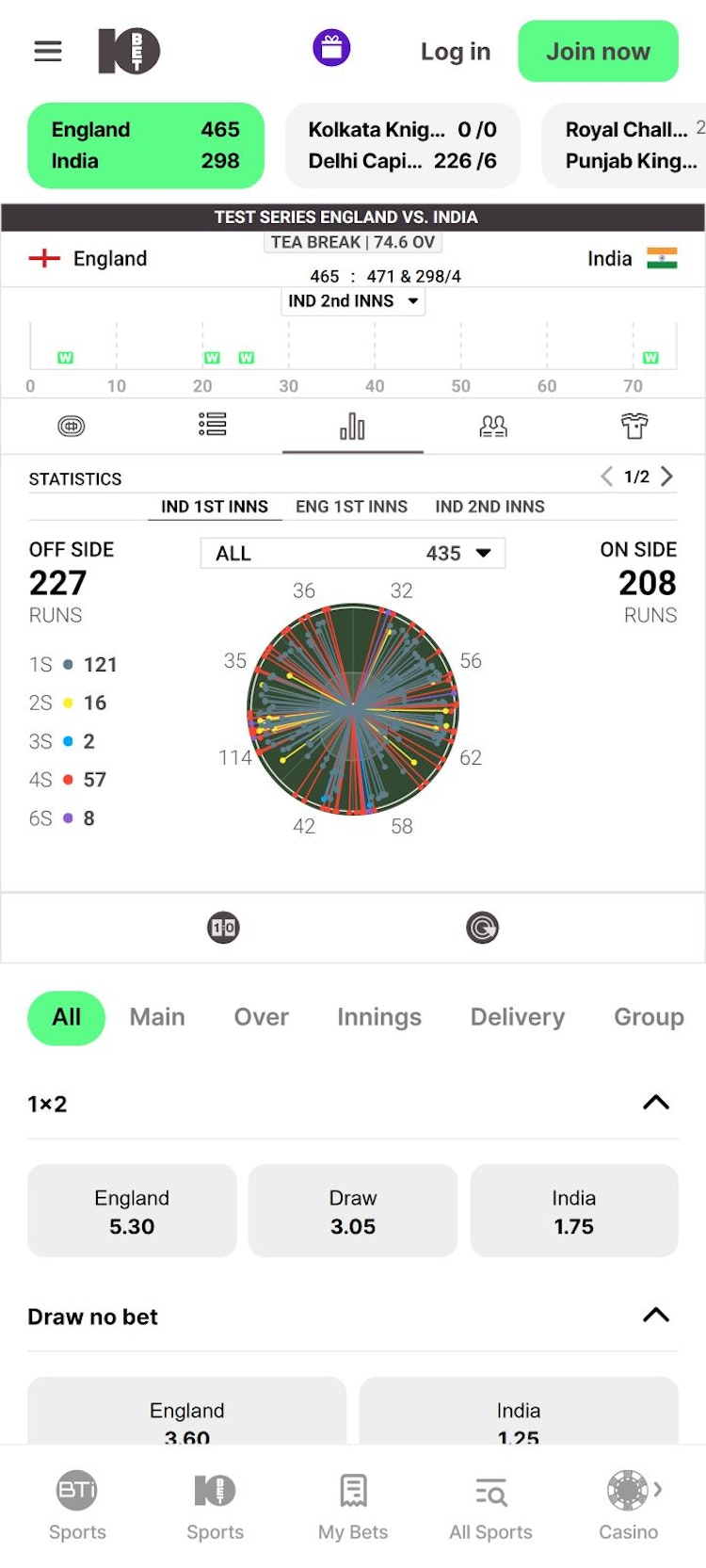 10bet cricket betting