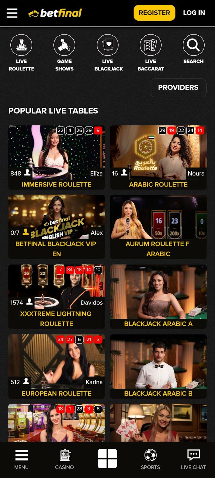 Betfinal live casino