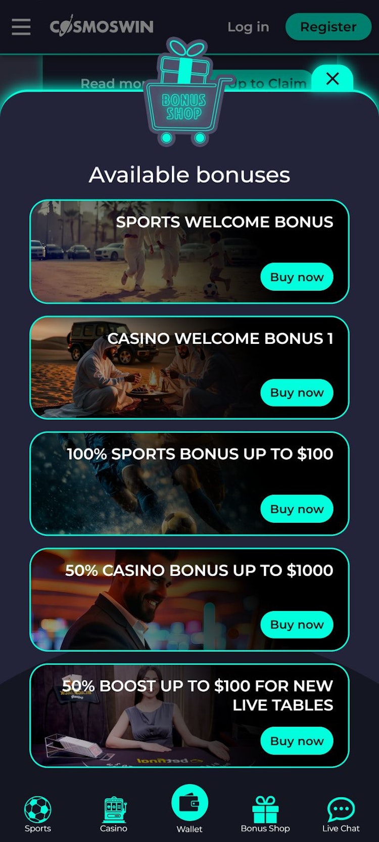 Cosmoswin bonus shop