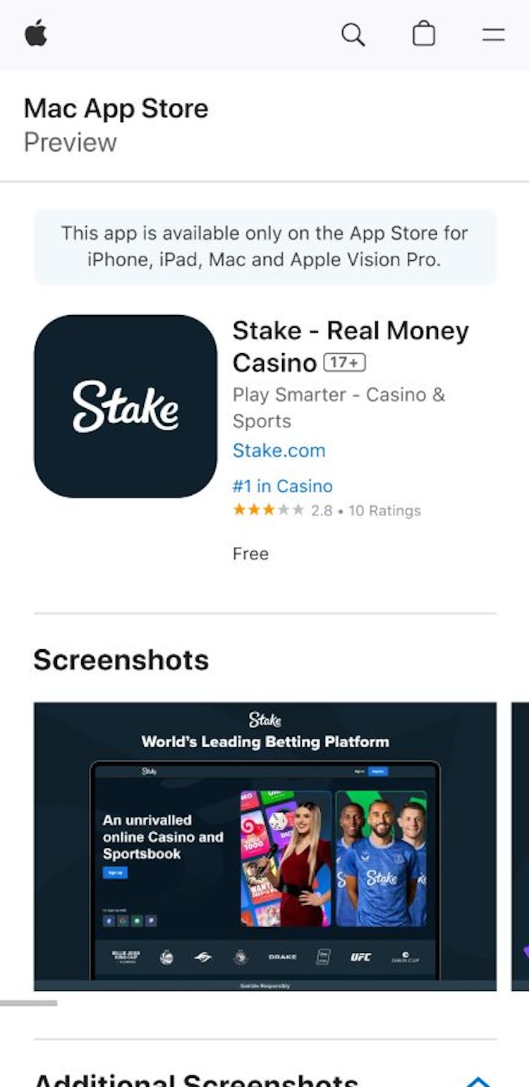 Stake App Store page